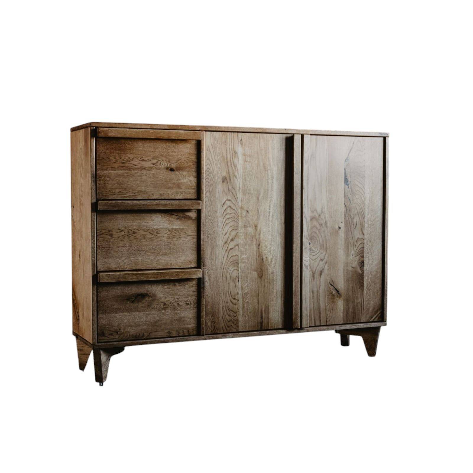 „Komoda z szufladami K3, widok frontalny, lity dąb”