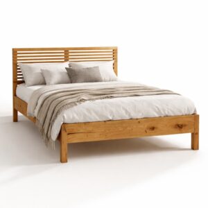 Łóżko z litego drewna w kolorze naturalnego dębu – nowoczesne łóżko drewniane Patrei