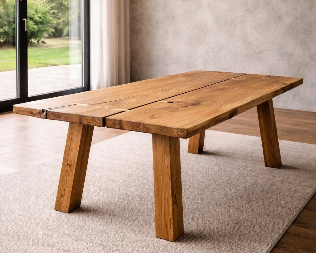 drewniany stół dębowy naturalne krawędzie unikalny blat