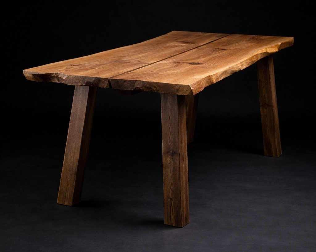 stół do jadalni dębowy naturalne krawędzie nowoczesny design