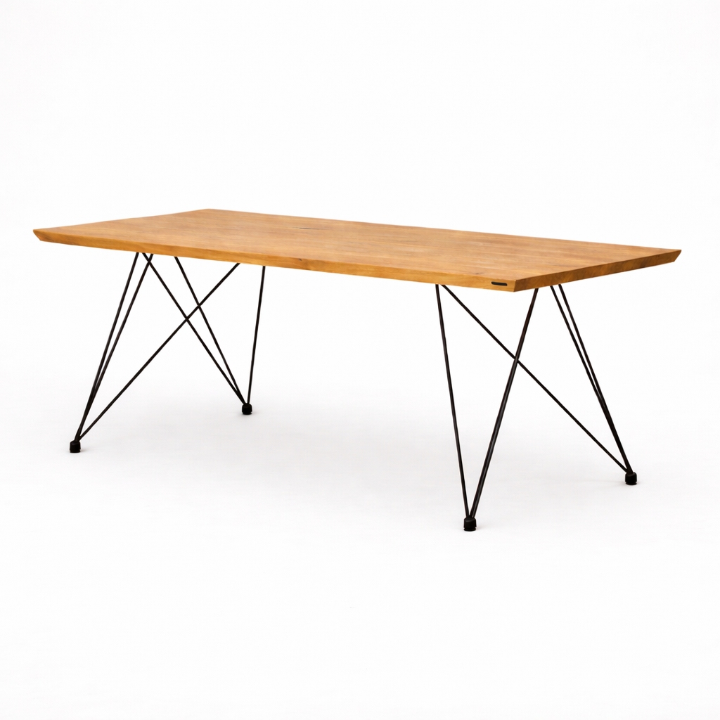 stół dębowy z metalowymi nogami lite drewno blat 4 cm